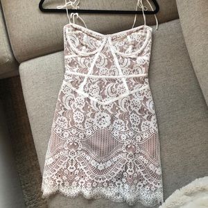 For Love & Lemons XS white lace corset dress